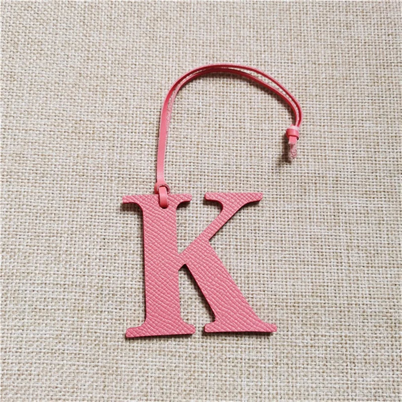 Wholesale Retail Genuine Natural Leather Initial Capital English Letter Keychain Backpack Pendant Ladies Women Bag Charm 260130