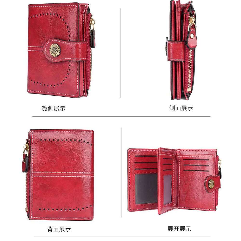 Fashionable Retro Wallet Women's Compact Zipper Multi-Functional Coin Purse Card Holder Urban Simple Style Color Daily Match Y260206