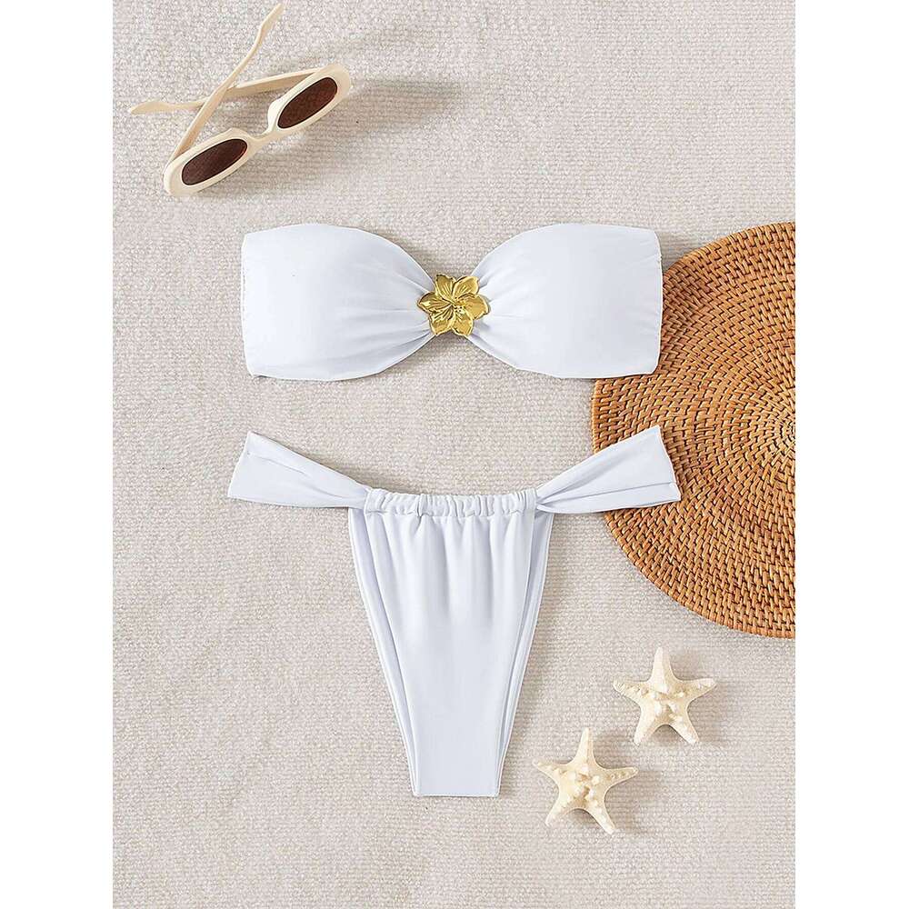 Sexy Cut-Out Set - Trendy Beach Goddesses Stunning Strapless Bikini Top Two-Piece Swimwear for Women C260207