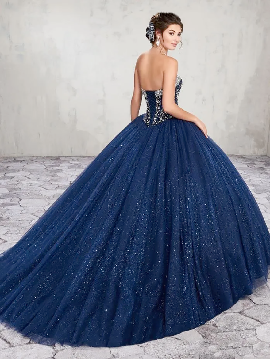 Navy Blue Beads Crystal Quinceanera Dresses Custom Size Sweetheart Special Occasion Party Dresses 16 Sweet Dresses CG022