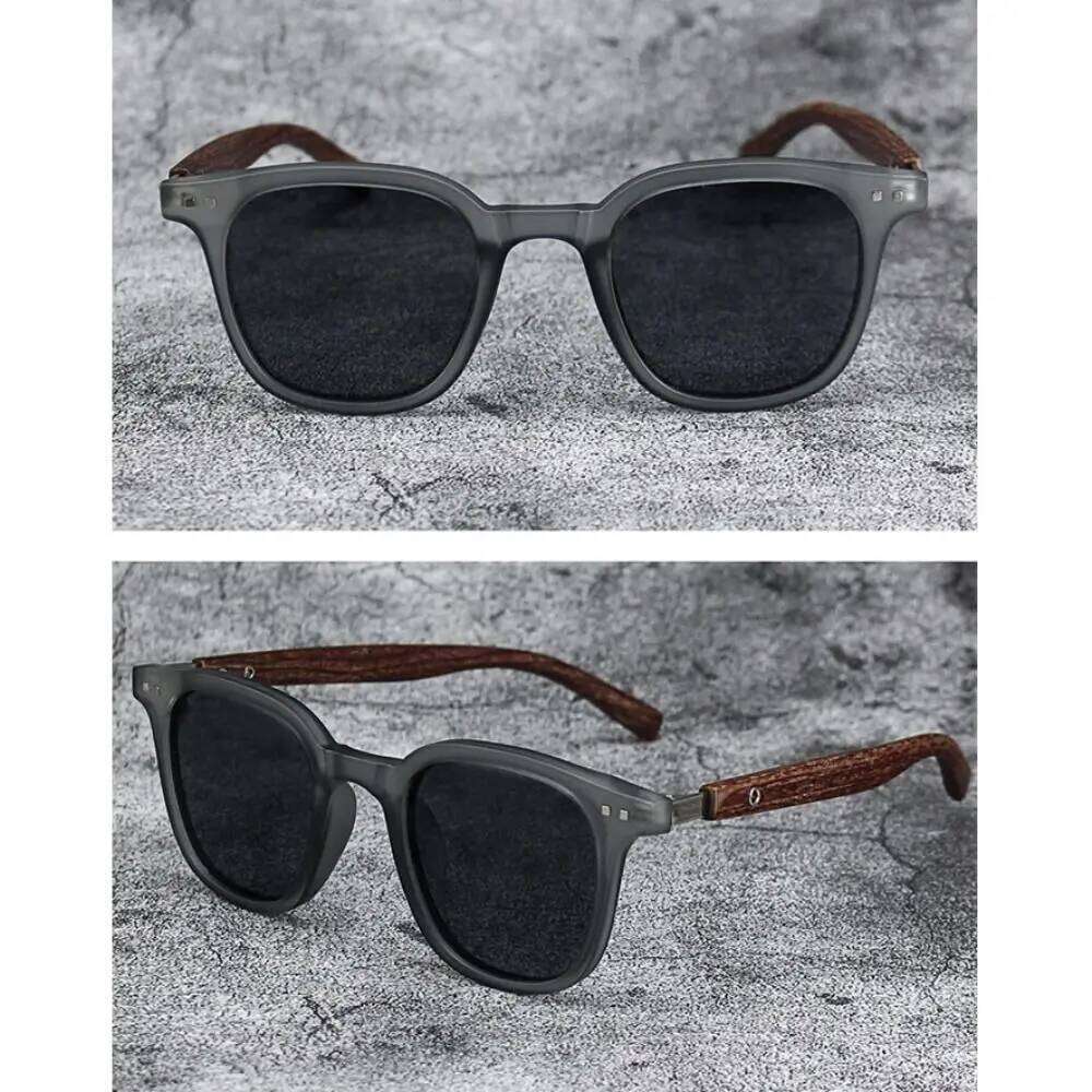 New UV Protection Wood Grain Sunglasses Outdoor Street Photography Square Frame Sun Glasses Shades for Women & Men Y260207