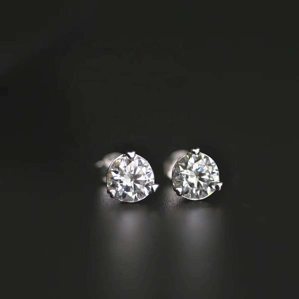 New Perfect White Moissanite Diamond Fine Jewelry 925 Sterling Silver Classic Solitaire Stud Earrings Destiny Jewellery