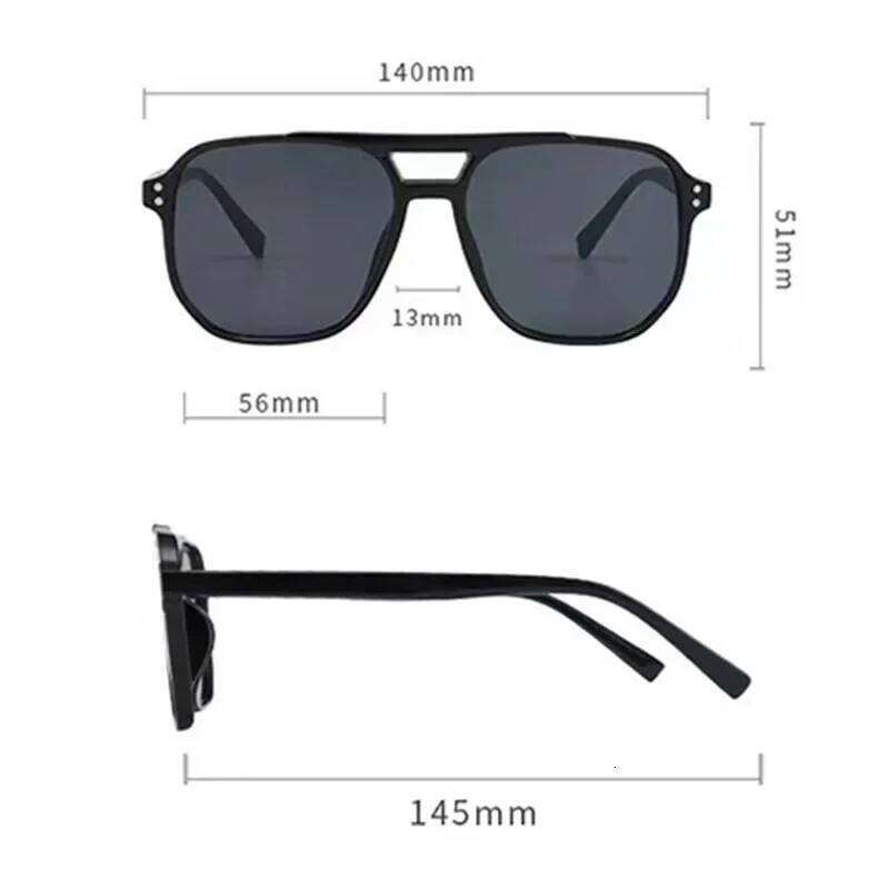 Vintage Double Bridges Men Square Sunglasses Fashion Clear Ocean Lens Eyewear Women Trending Rivets Sun UV400 Glasses Y260207