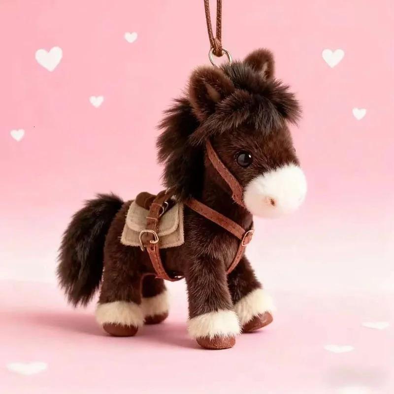 Cute Plush Horse Keychain Soft Stuffed Animal Bag Charm Cartoon Pendant Fashion Accessory for Backpack Purse s for Girls 260130