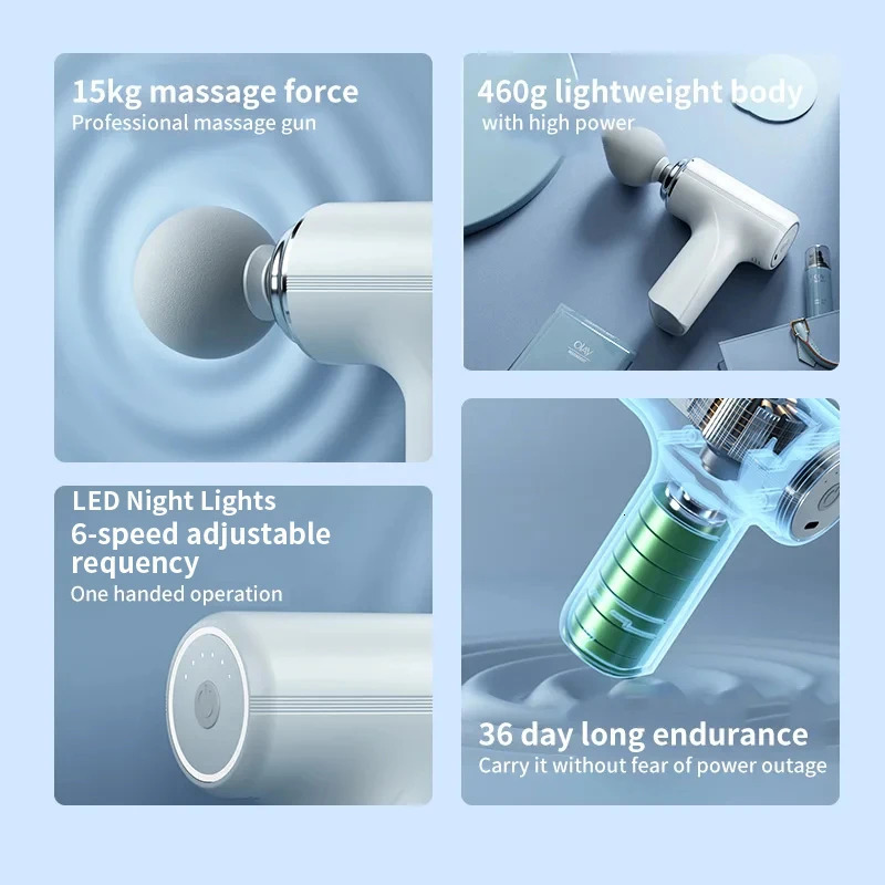 Portable AI Fascial Massage Gun Electric Percussion Massager Body Relaxation With 4 Replaceable Massage Head LED Night Light 260129