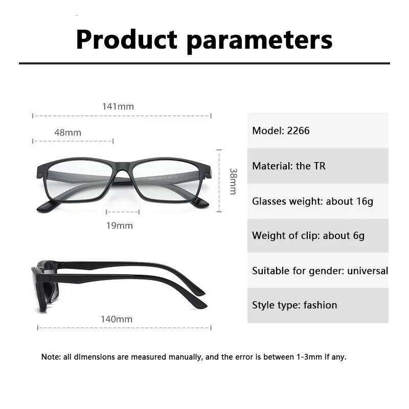 2 In 1 Custom Ultra-light Polarized Optical Magnetic Magnet on Sunglasses Clip On Sun Glasses Frame Y260207