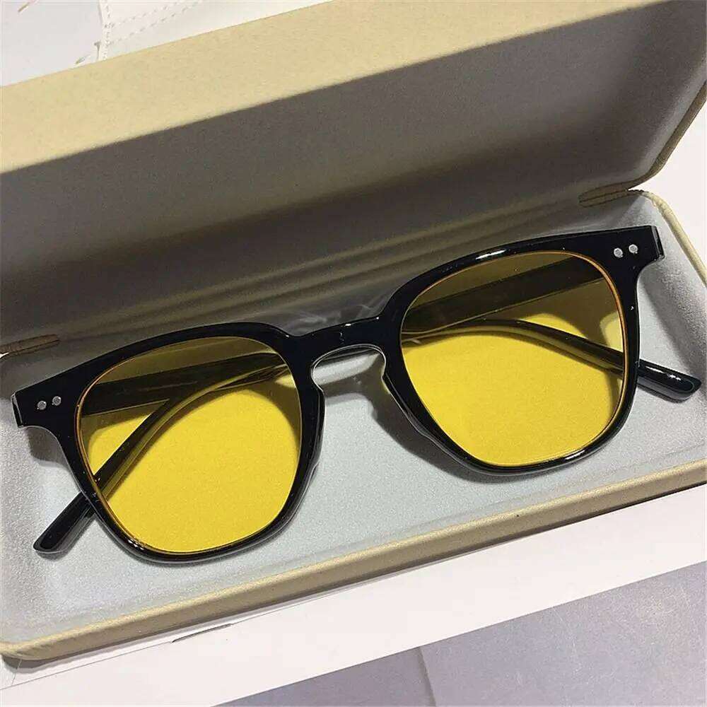 UV400 Eyewear Black Square Oversized Sunglasses Men Shades Vintage Y260207
