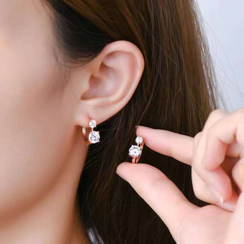 Certificate 4Mm&6.5Mm D Color Moissanite Earrings 925 Silver Trendy Woman Round Diamond Hoops Earring