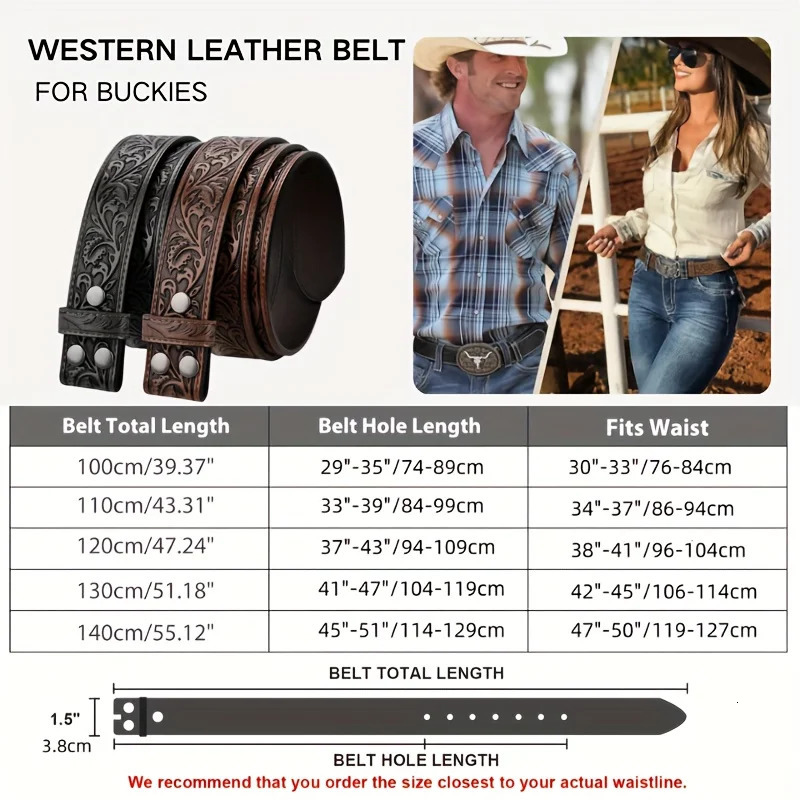 Genuine Leather Split Belt - 1/2 PackagingWestern n - Suitable for Men and WomenCowboys and Cowgirls Gear - Sturdy and st 260124