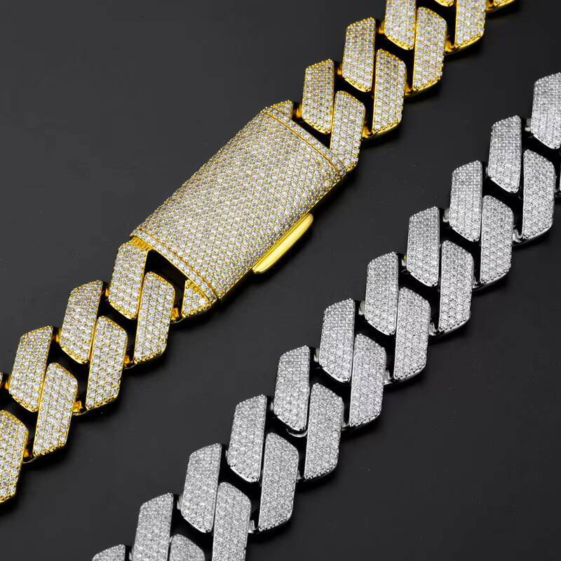 Heavyweight 22mm Diamond Miami Cuban Link Chain 18K Gold Plated silver Hip Hop Necklace Jewelry Factory Wholesale