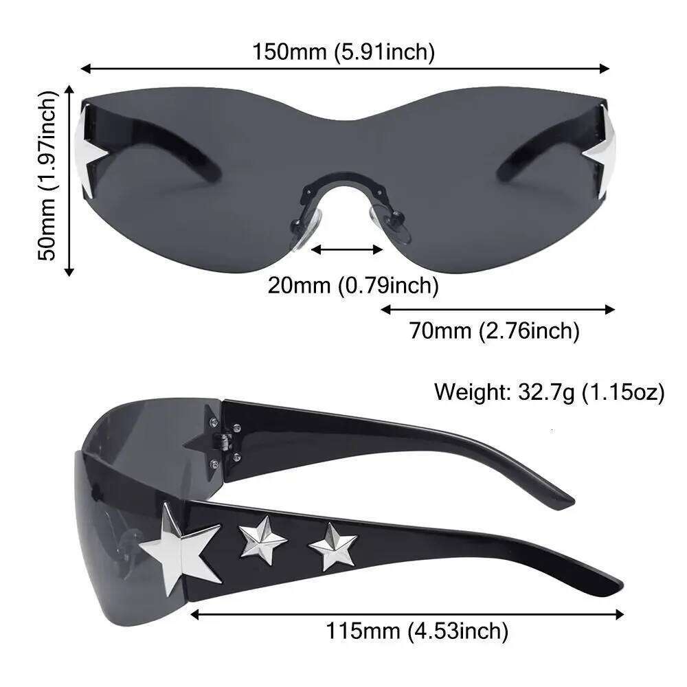 Cool Rimless Y2K Sunglasses Aesthetic UV400 Protection Shades Futuristic 2000S Accessories for Women Y260207
