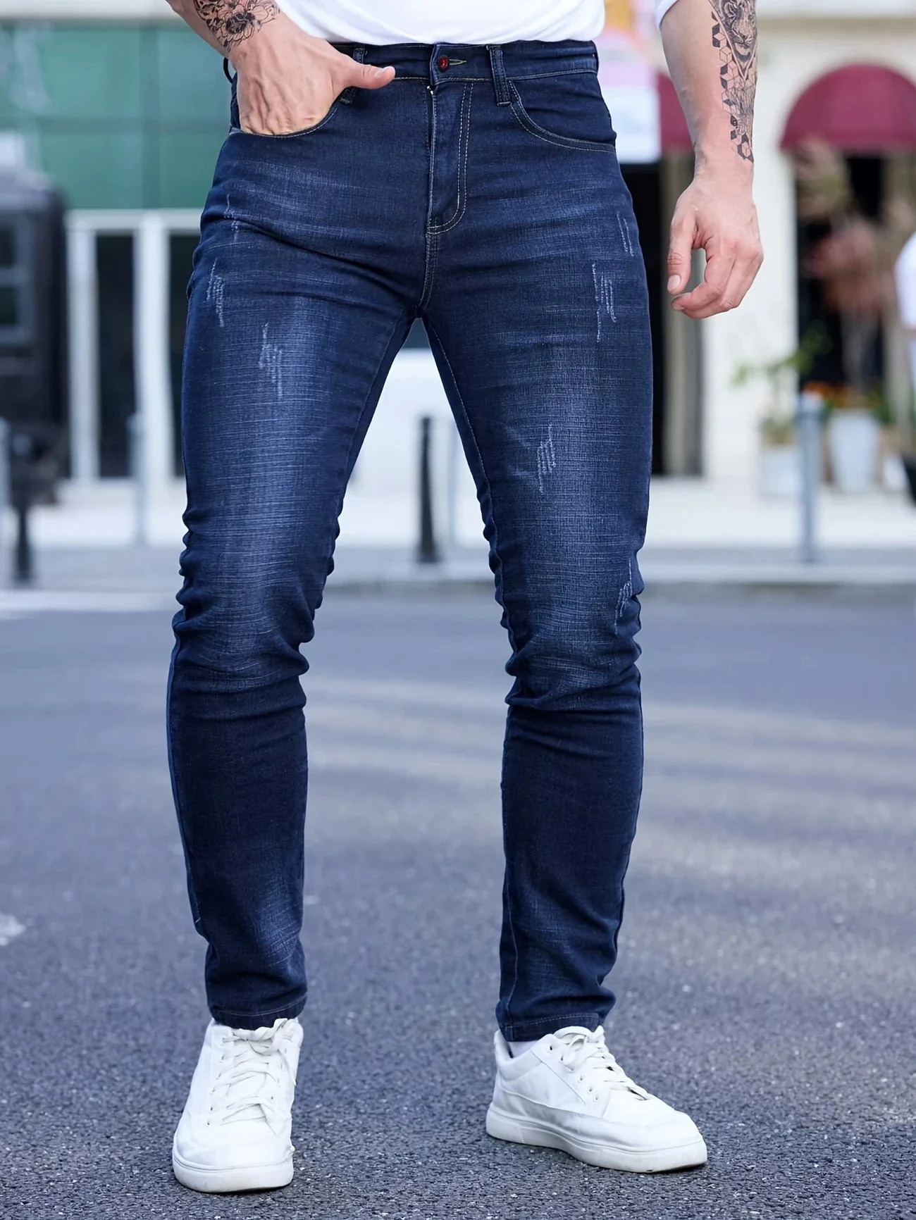 2025 Spring Autumn Mens Fashion Ripped Skinny Jeans Street Style Vintage Wash Solid Denim Casual Slim Fit Pencil Pants 28-36 260122