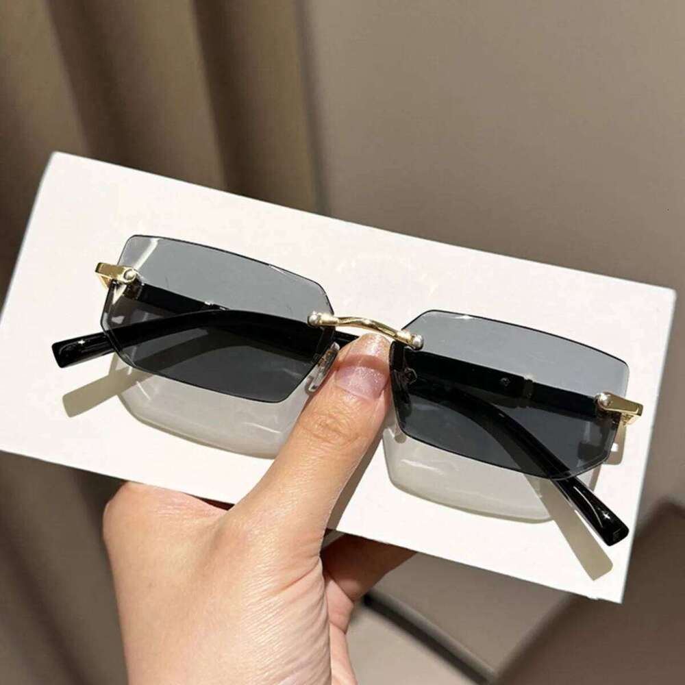 Rimless Sunglasses Rectangle Fashion Women Men Shades Small Square Sun Glasses for Female Male Summer Traveling Oculos Y260207