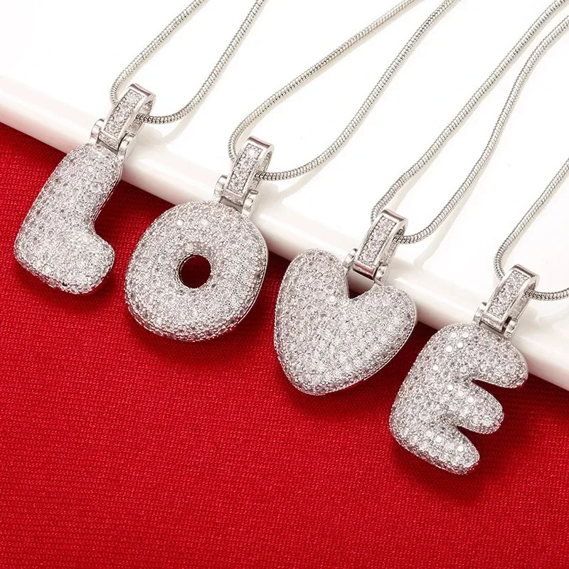 ZHUKOU 125x500mm Fat and lovely crystal brass silver color letter necklace for women friends birthday gift model VL34 260124