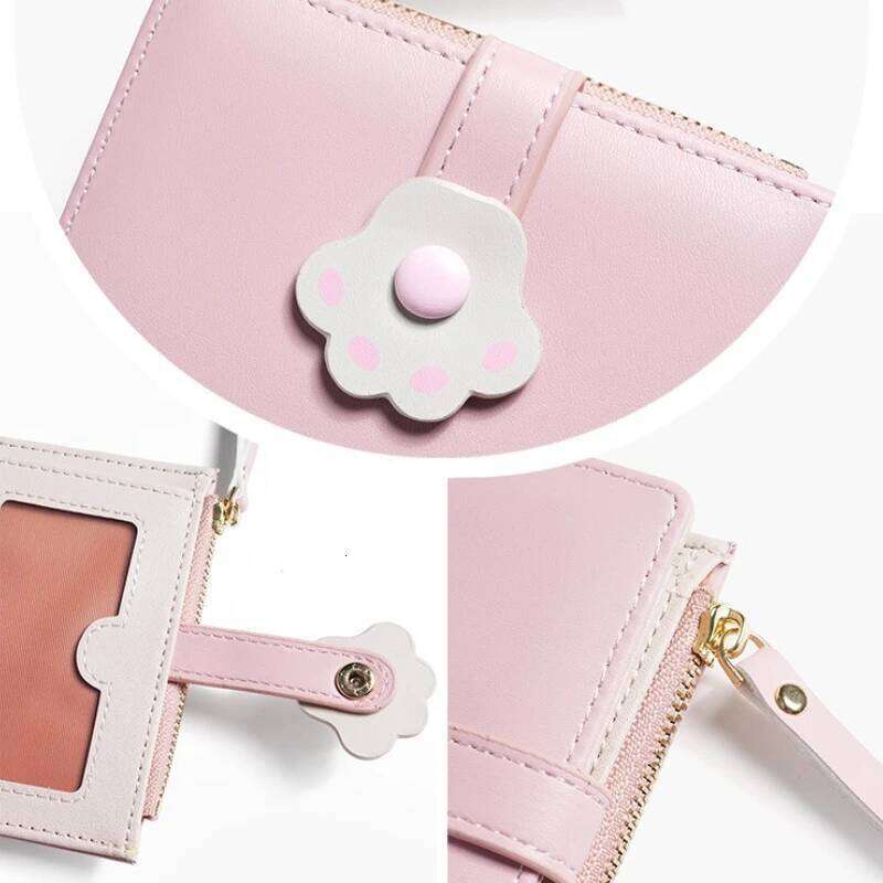 Women's Cute Flower PU Leather Three Fold Wallet Multi Slot Card Classic Photo Holder Hasp Slim Short Coin Purse Y260206