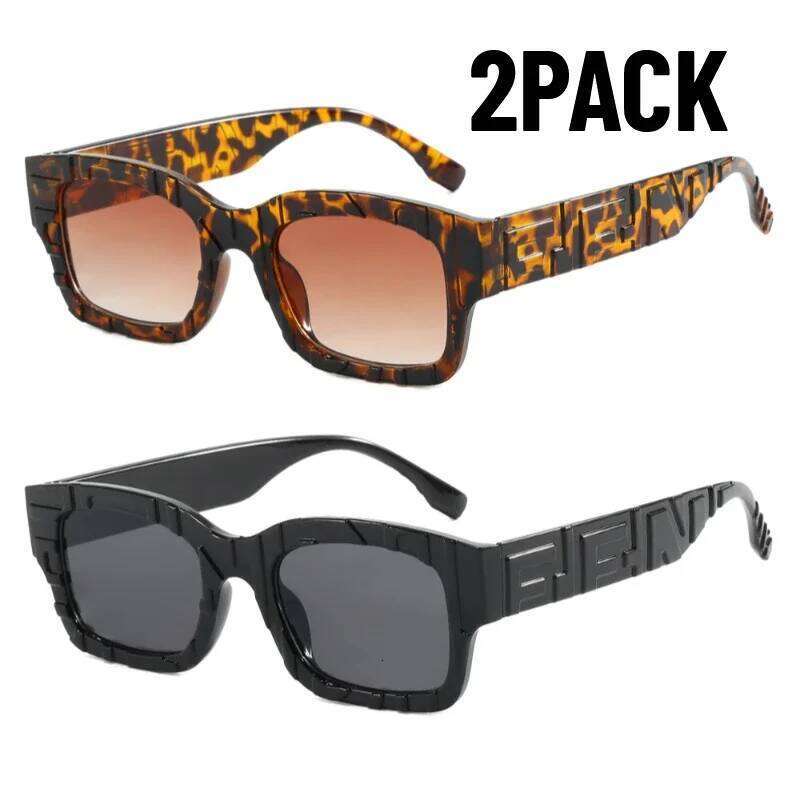 2PACK New Square Sunglasses Vintage Women Fashion Female Sun Men Shades UV400 Luxury Brand Male Fishing Glasses Y260207