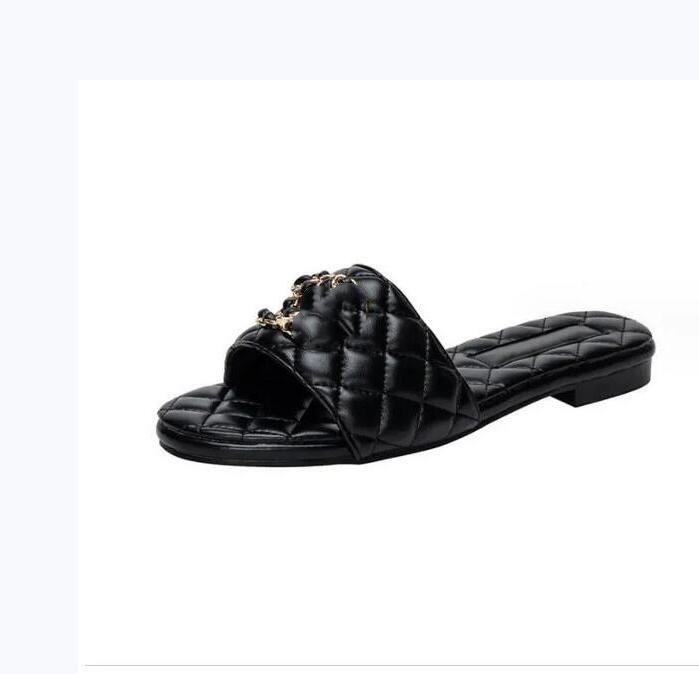 Luxury Metallic Slide Sandals Designer Slides Women's Slippers Shoes Summer Sandal Fashion Wide Flat Flip Flops Slipper For Women Low Heel Shoes Size 35-42 CH6725