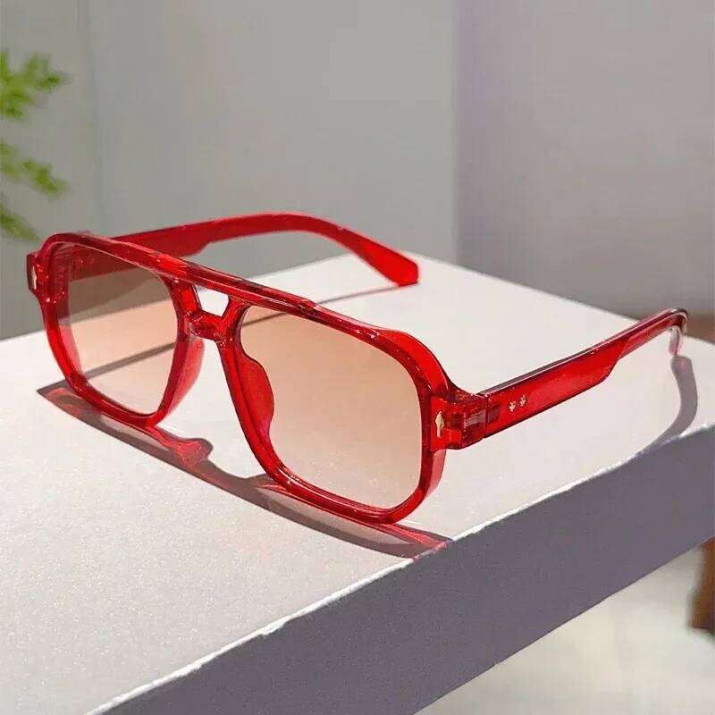 Retro Double Bridge Square Sunglasses Women Trending Vintage Brand Designer Black Sun Glasses Cute Female Eyewear UV400 Shades Y260207