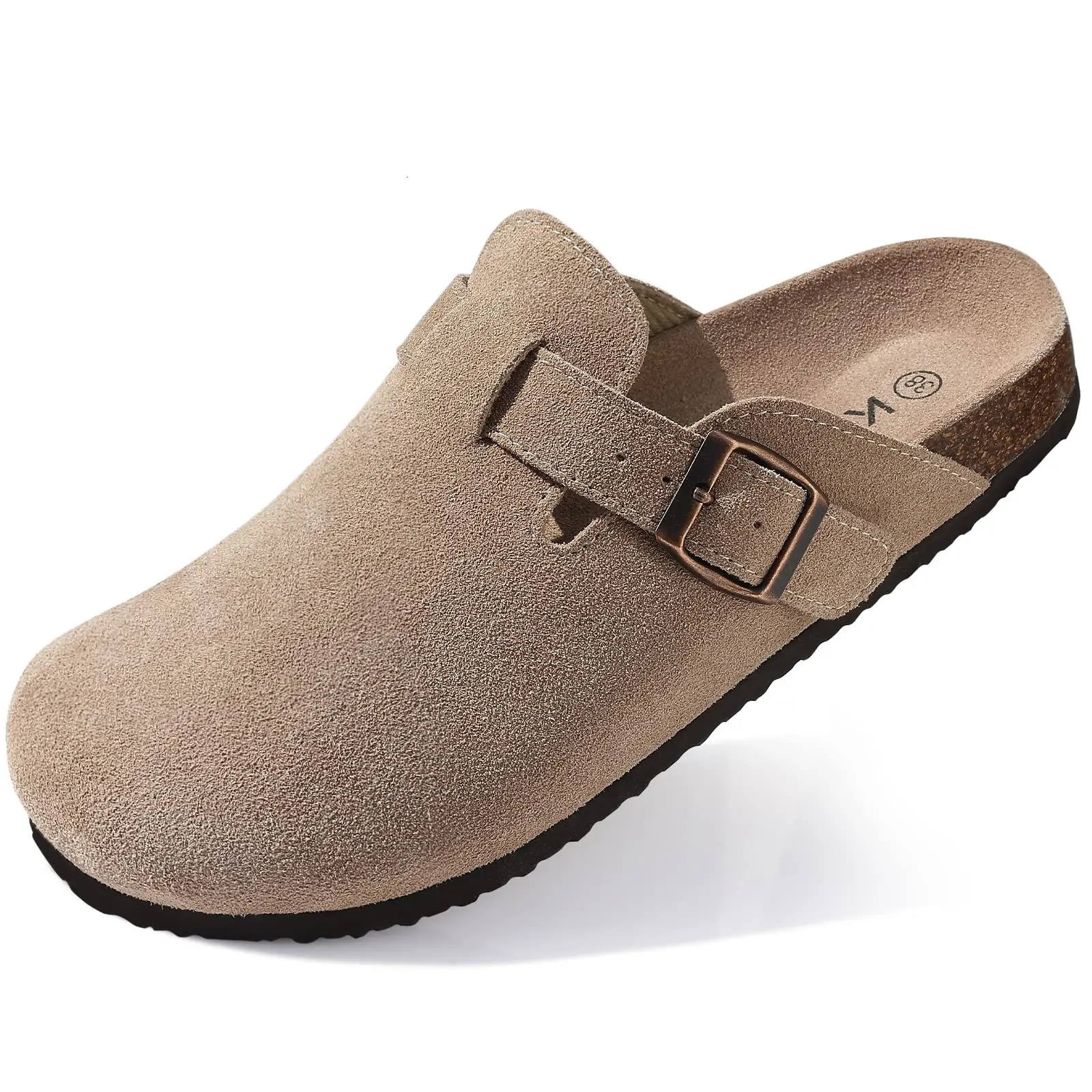 Litfun Suede Cork Clogs For Women Men Genuine Summer with Arch Support Leather House Mules Shoes Thick Beach Sandals 260208