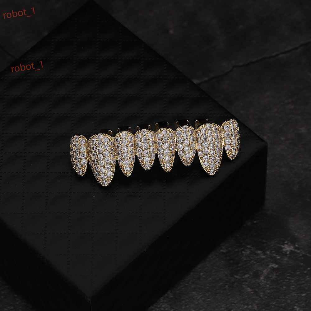 Custom Hip Hop Grillz 18K White Gold Plated Braces Zirconia Moissanite Vvs Diamond Iced Out Grill Grillz for Teeth