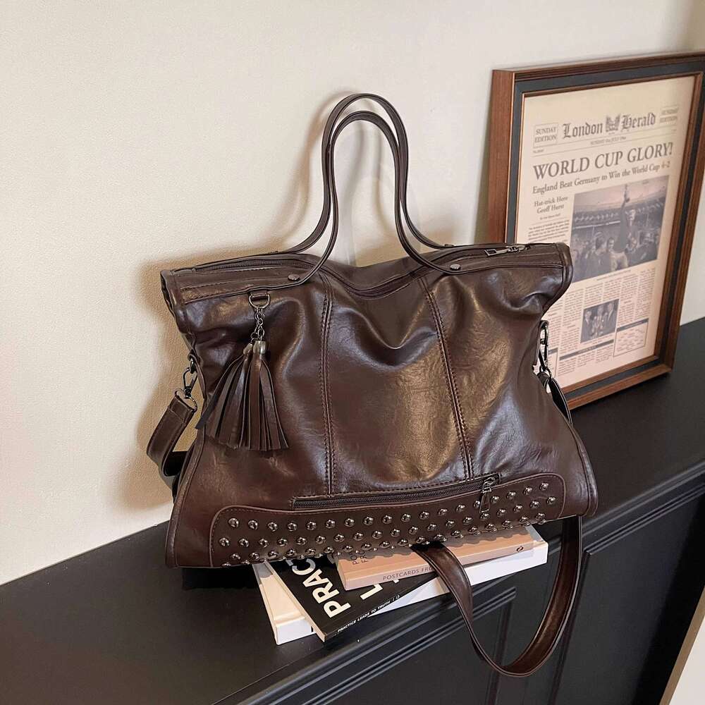 Large Capacity Tote Bags for Women 2026 Spring New American Style Commuter Sholder Fashion PU Lesther Crossbody Bag C260207