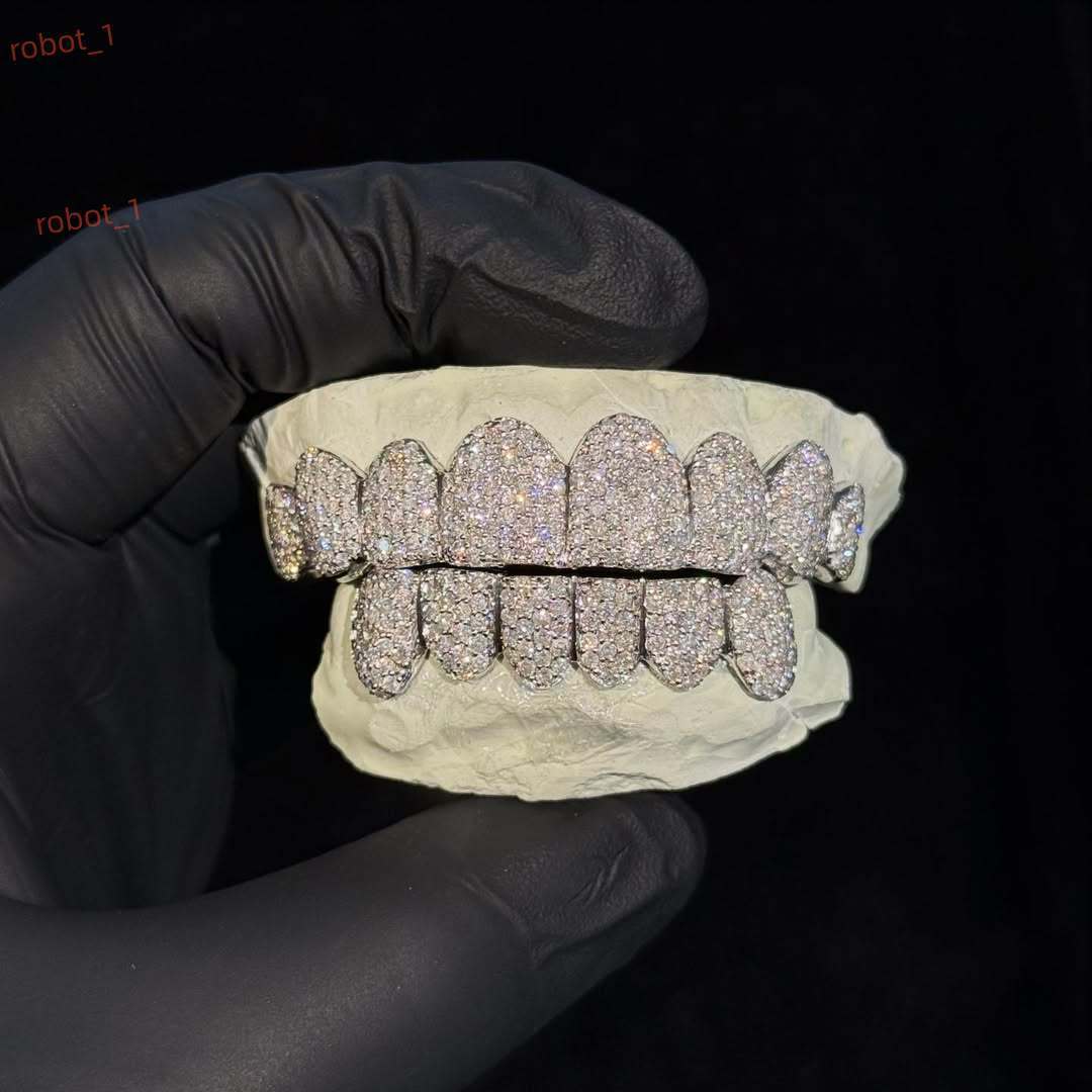 Pass Diamond Tester Iced Out 8 Top 6 Bottom Custom Grillz Teeth 925 Sterling Silver Buss Down Grillz Moissanite
