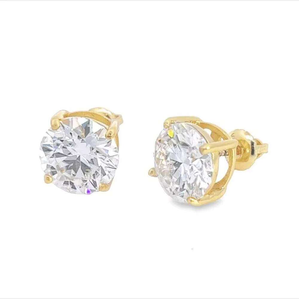 Classic Stud Earrings 925 Sterling Silver Diamond Moissanite Round VVS White D Claw Setting