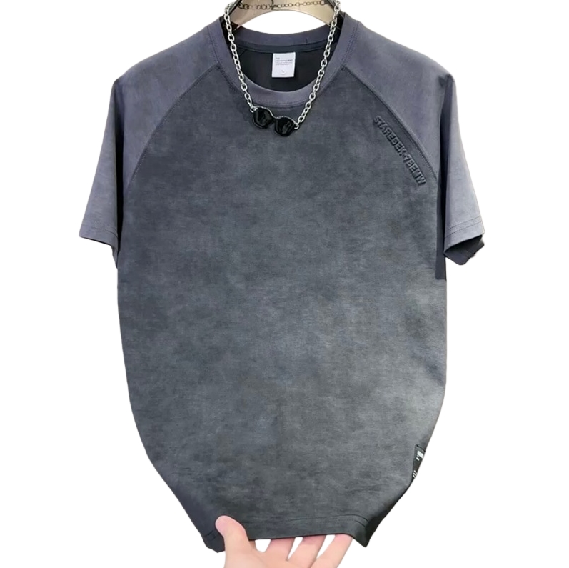 Men's T-Shirts 2026 Summer Casual Men's short-sleeved T-shirt Fashionable Letters Stamped Round Neck Pullover Top