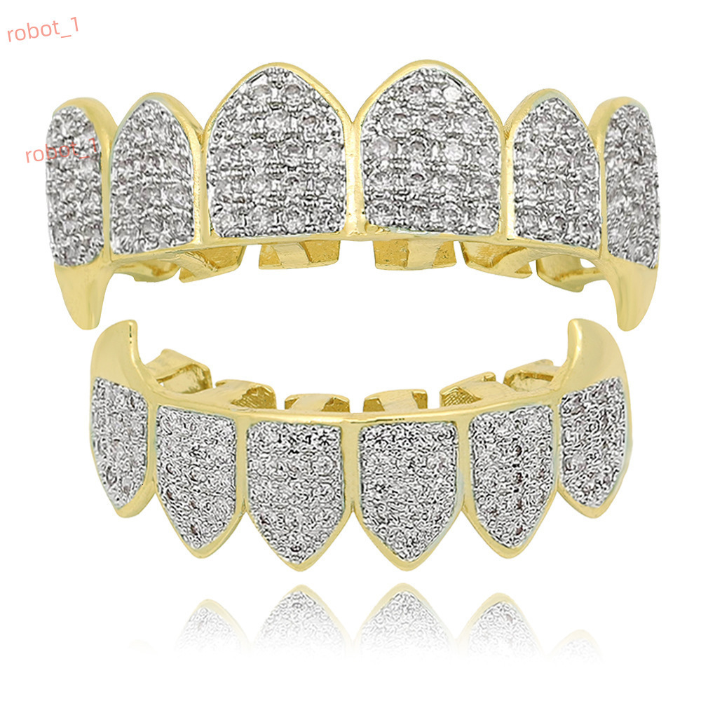 Popular Hip Hop Diamond Grillz Teeth 18k Moissanite Grillz for Men Women Exaggerate Zircon Hip Hop Teeth Grillz