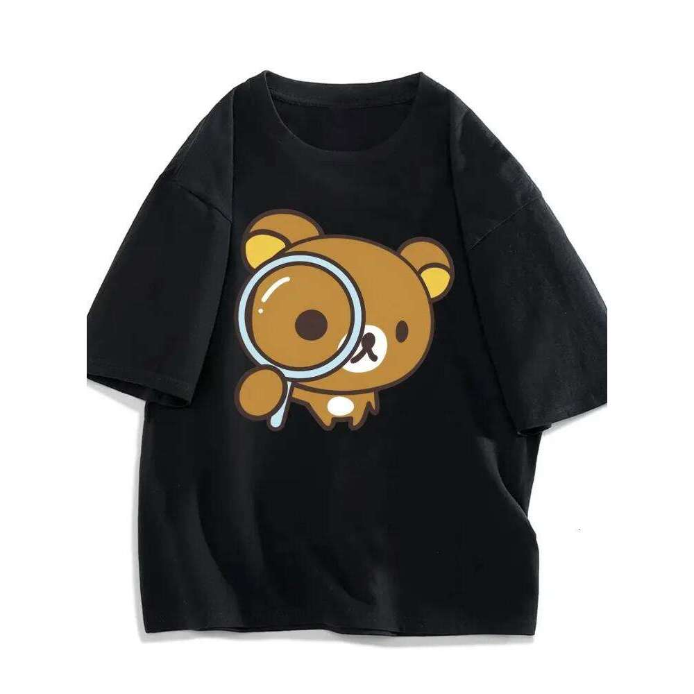 Women Casual Short-Sleeve Crew Neck TShirt with Adorable Cartoon Bear Print All-Season Everyday Wear Cute T-Shirt Harajuku Shirt C260207