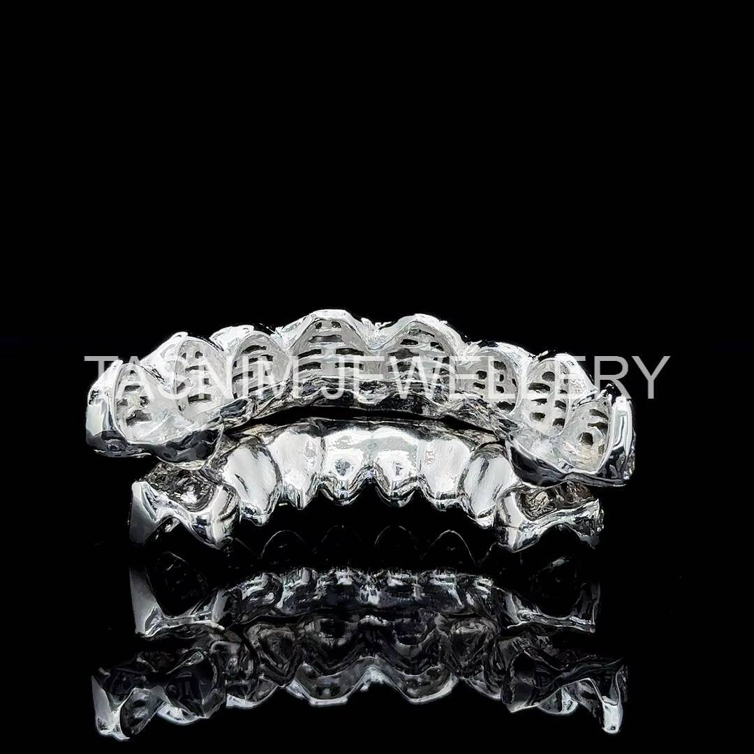 Hot Selling Custom Made Personalized 925 Silver Plated VVS Moissanite Princess Cut Unisex Iced Grillz Teeth Wedding Party