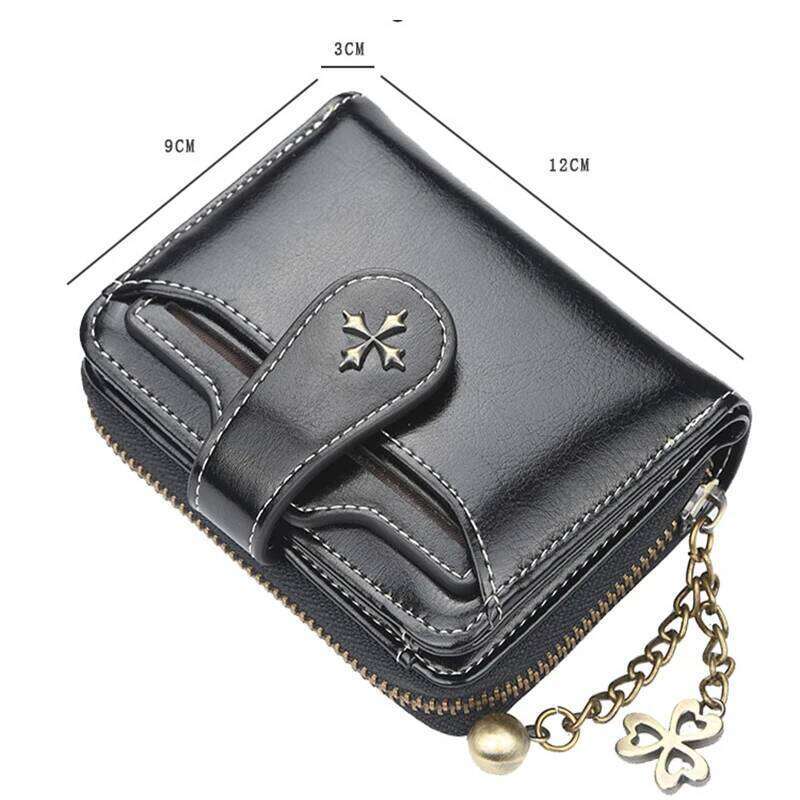 Women's Oil-Waxed Leather Clutch Small Coin Card Holder New Fashionable Buckle Zipper Wallet Y260206