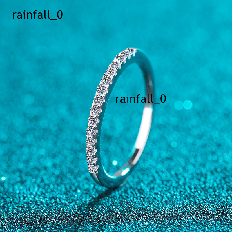 S925 Sterling Silver Plated with Pt950 Gold Moissanite-set Ring Full Diamond Ring for Women