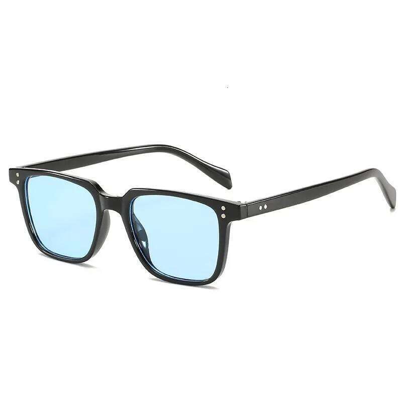 New Ins Popular Rectangle Sunglasses Men Blue Lens Brand Designer Fashion Iron Man Glasses Vintage Oculos De Sol Masculino Y260207