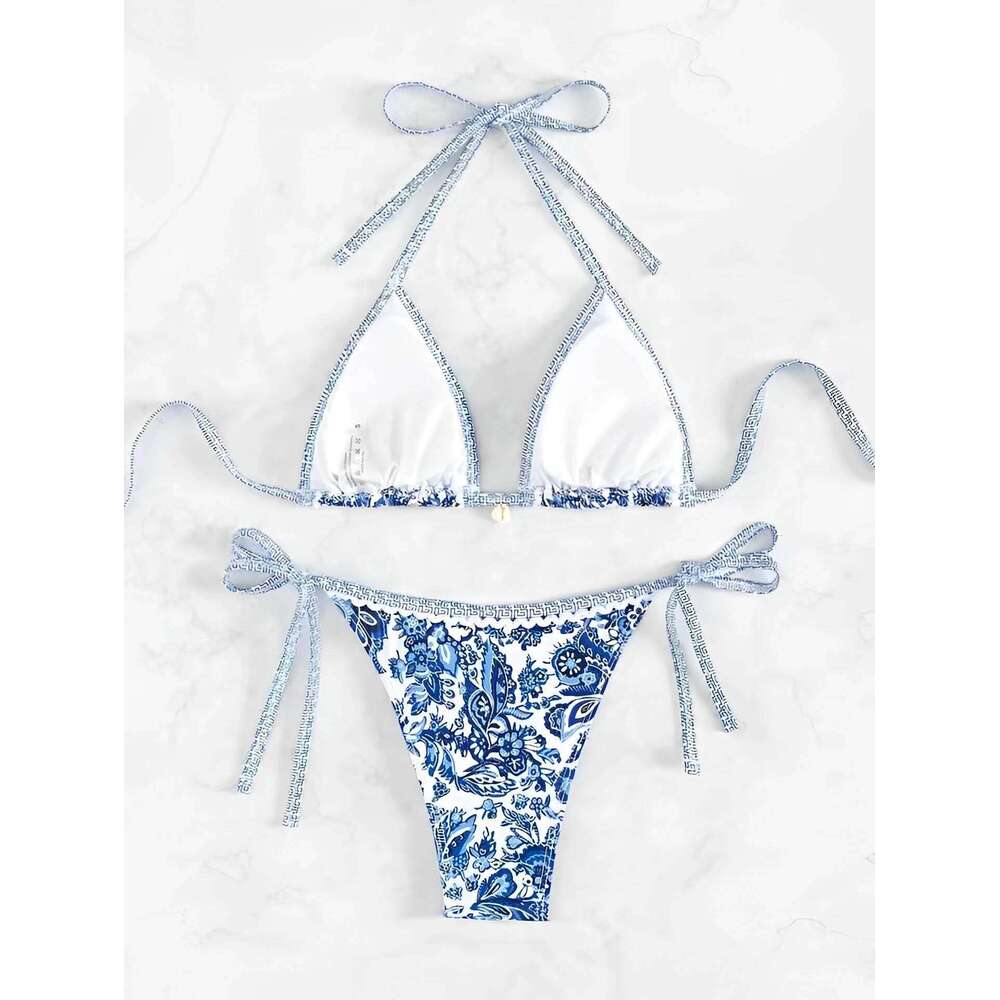 2025 Halter String Triangle Two Piece Bikini Women Swimwear Female Swimsuit Bathers Bathing Swimming Suit Beachwear Summer C260207