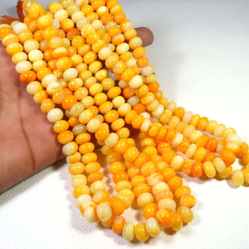 Natural Orange Dyed Opal Gems Rondelle Beads 9Mm Smooth Polished Loose Gemstones 16" Strand Top Grade Wholesale Lot For Jewelry