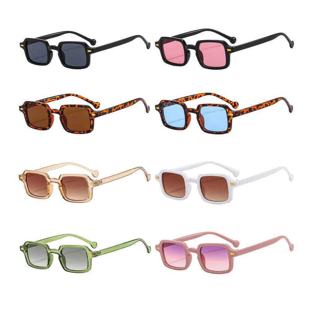 8pcs/set Luxurious Rectangle Sunglasses Women Oval Vintage Square Sun Glasses Men Shades Female Eyewear Anti-glare Y260207