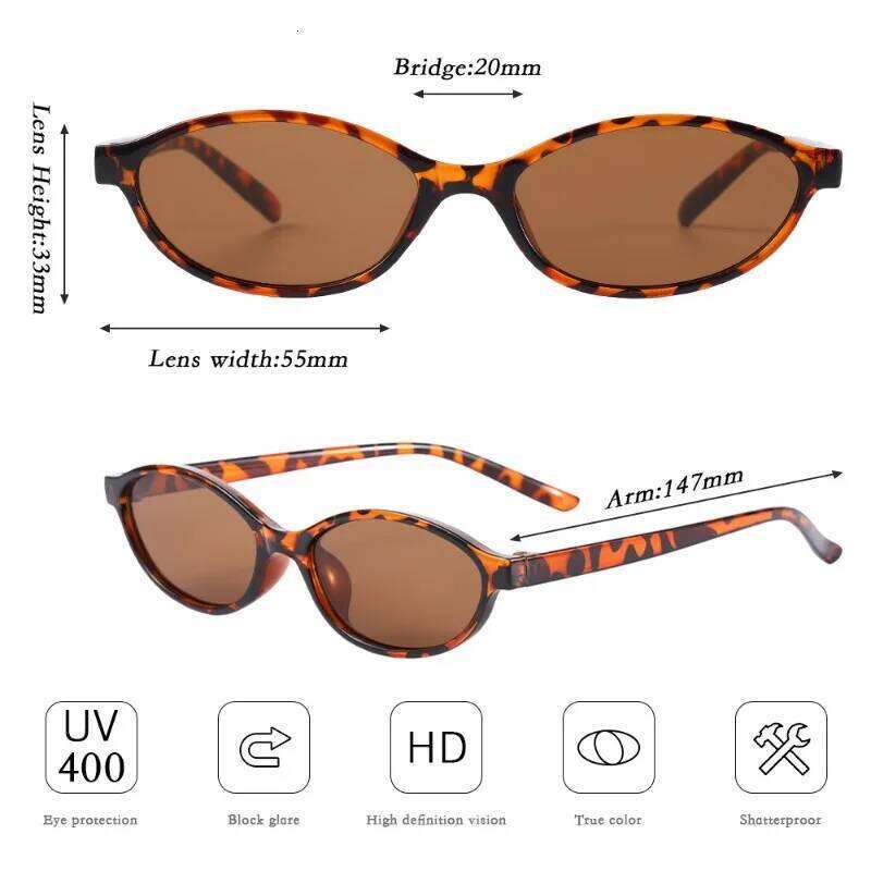 New Women's Leopard Brown Sunglasses Fashion Brand Small Frame Sun Glasses Ladies Retro Oval Eyewear Shade Oculus De Sol Y260207