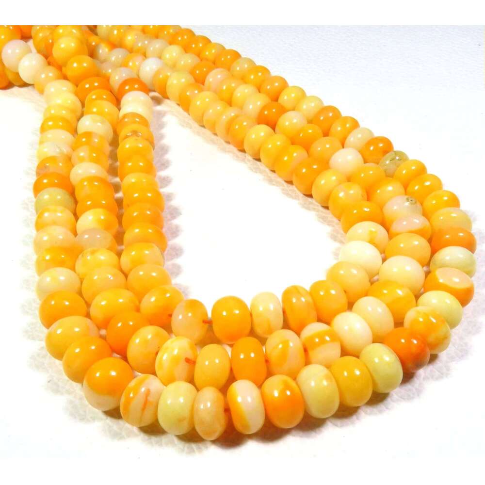 Natural Orange Dyed Opal Gems Rondelle Beads 9Mm Smooth Polished Loose Gemstones 16" Strand Top Grade Wholesale Lot For Jewelry