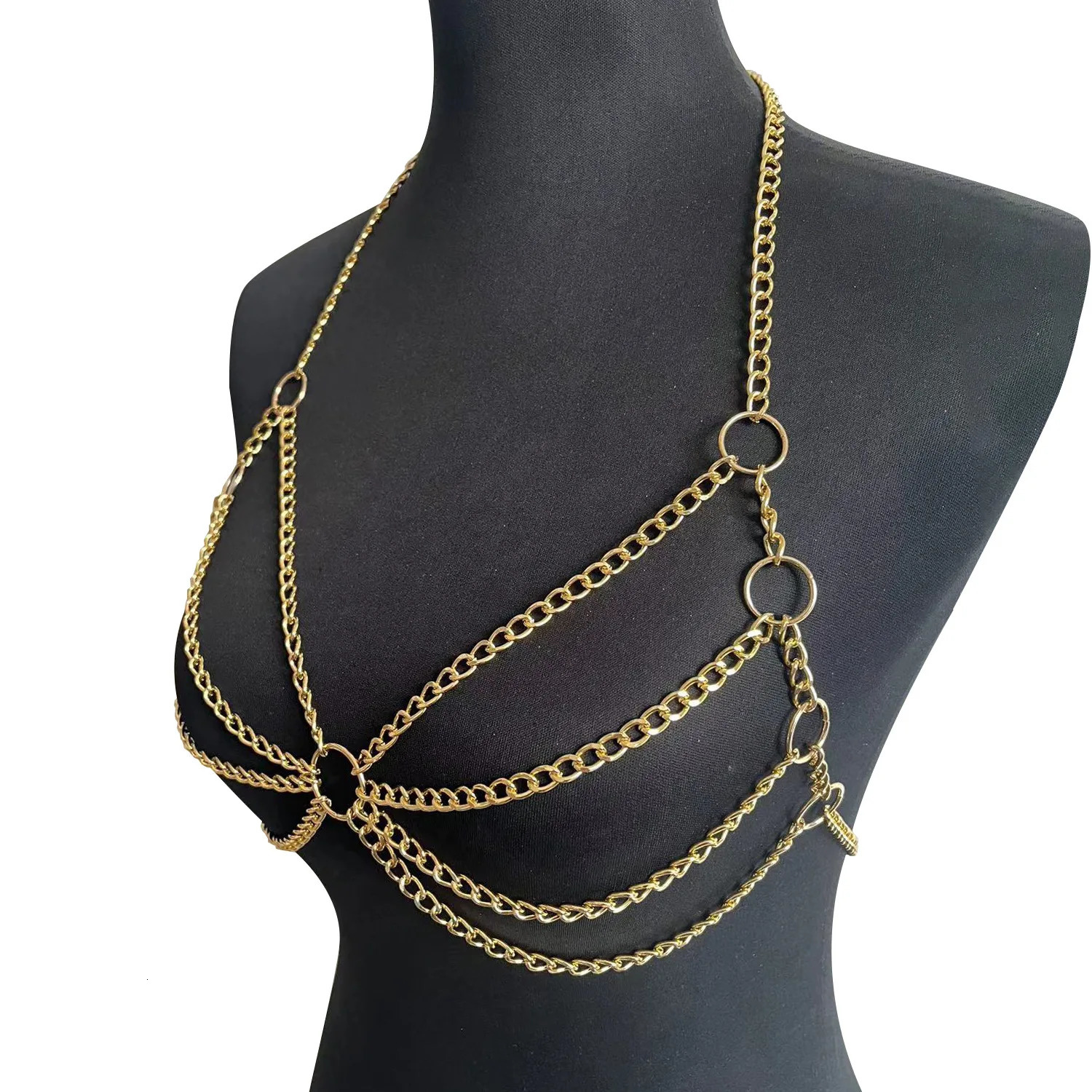 Metal Body Chain Bra Harness Sexy Chest Chain Beach Body Jewelry For Women 2025 Rave Accessories 260120