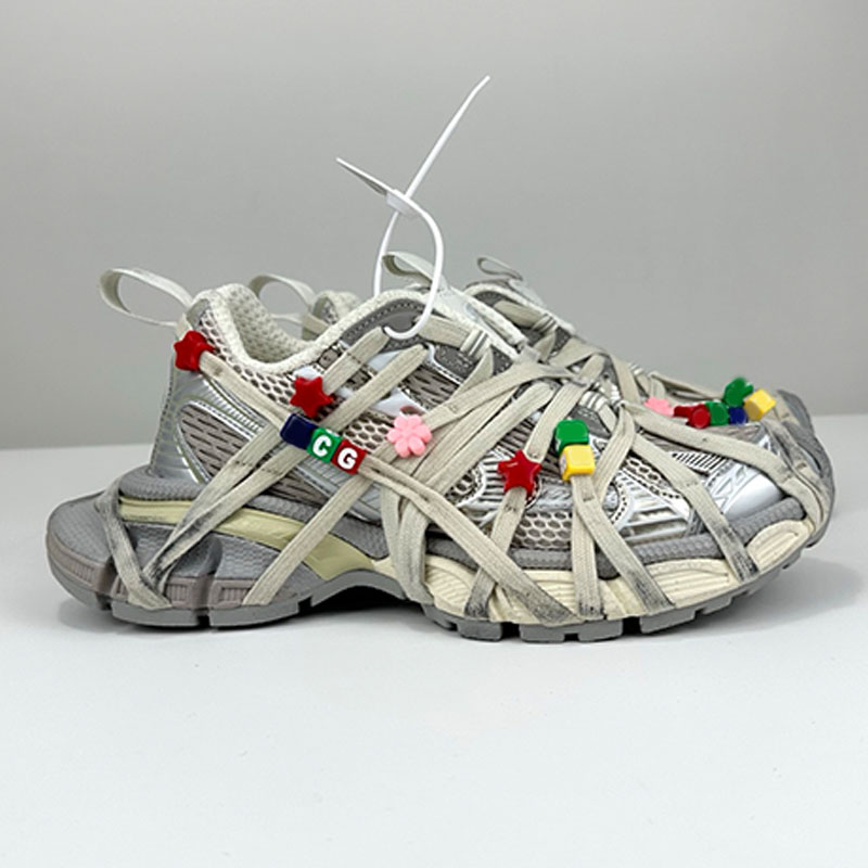 Mens Womens 3xl Extreme Lace Sneaker designer Worn out effect Leather free Slip on sneakers Non slip rubber EVA sole Lightweight running shoes