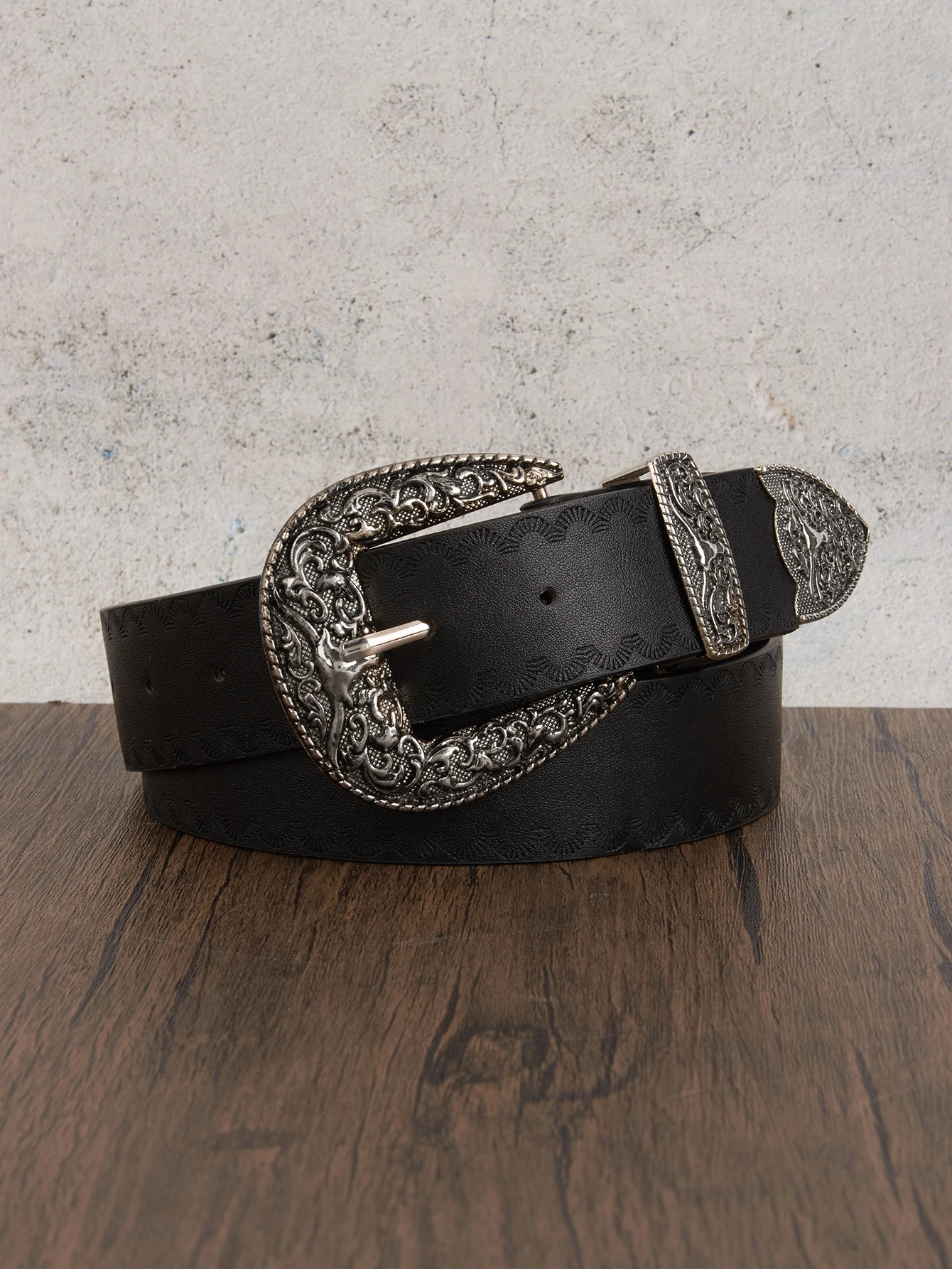 1pc Mens Western Style Distressed Textured Leather Belt Versatile For Summer Jeans Accessory 260124