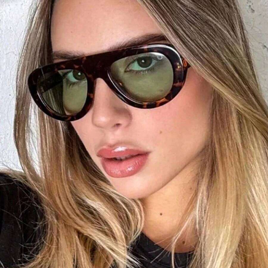 Y2K Retro Pilot For Women Sunglasses Trendy Leopard Print Glasses Vintage Unisex Eyewear Men Bold Fashion Accessories Y260207