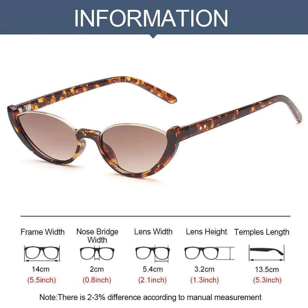 Vintage Small Cat Eye Sunglasses for Women Trendy Half-frame Sun Glasses Fashion Shades Eyewear Y260207