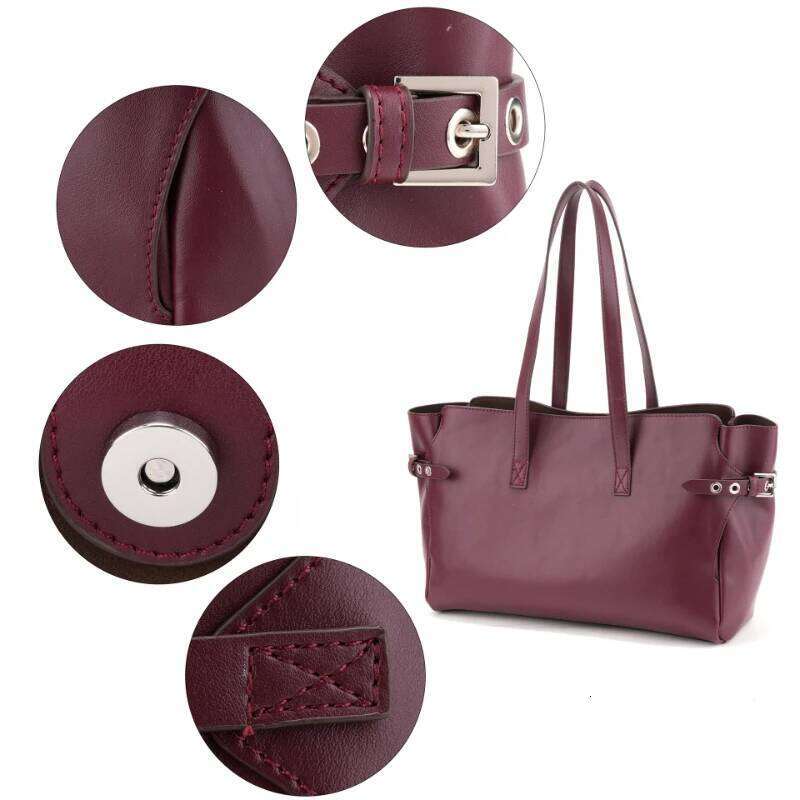 Design Burgundy Tote Women's Elegant Large Capacity Wing-shape Handbag Simple Fashion Commuter Shoulder Bag Coin Purse C260207