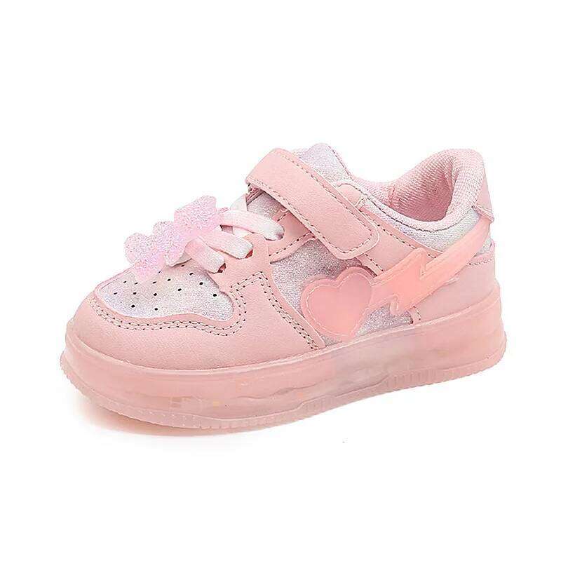 Spring Child Sneaker New Fashion Comfort Versatile Soft Sole LED Light Girl Shoe Cute Anti Slip Exquisite Casual Shoes H260207