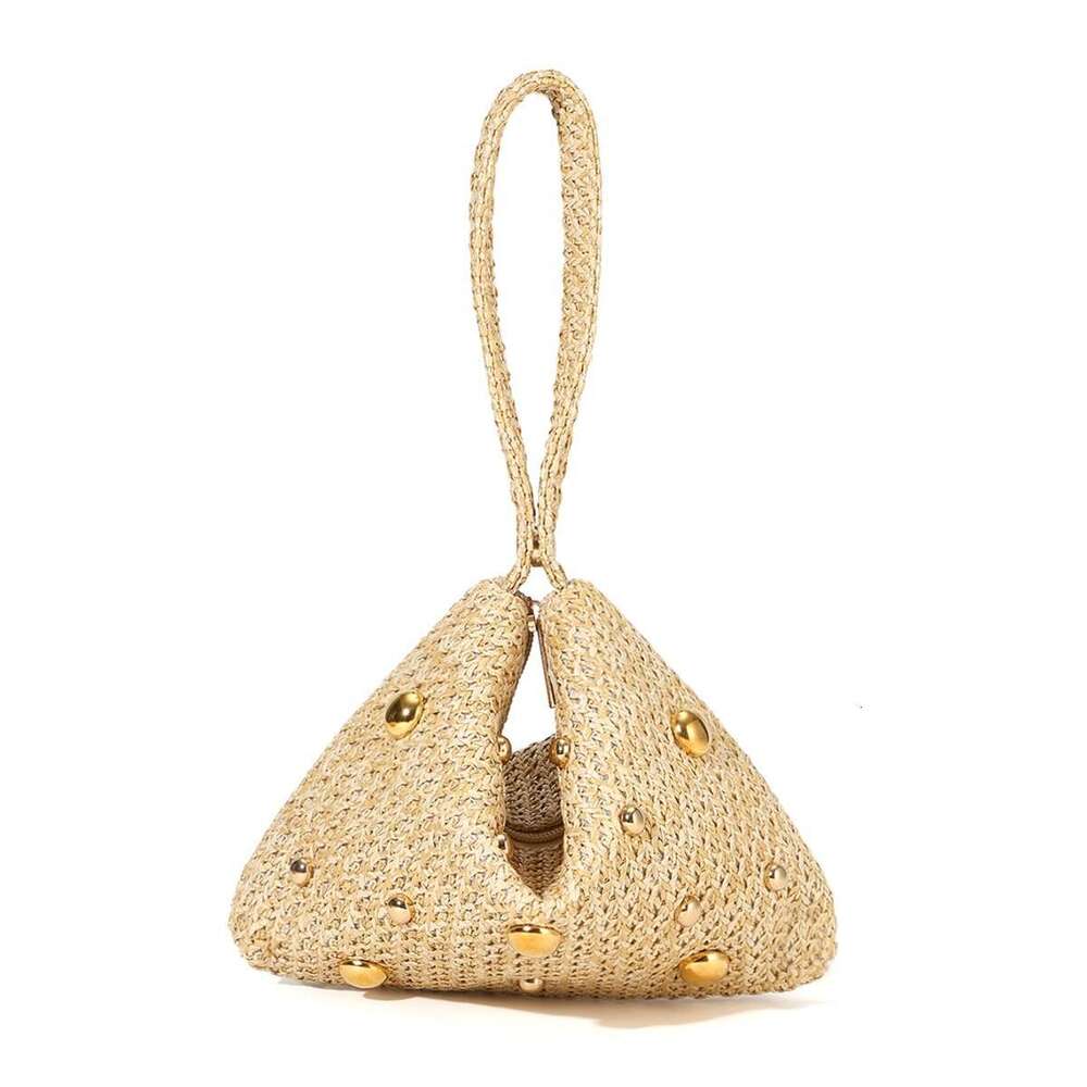Hot Selling NEW Women's Fashion Woven Handbags Summer Metal Round Handle Straw Bags Commuter Banquet Clutch Bag DIDENGLAOREN