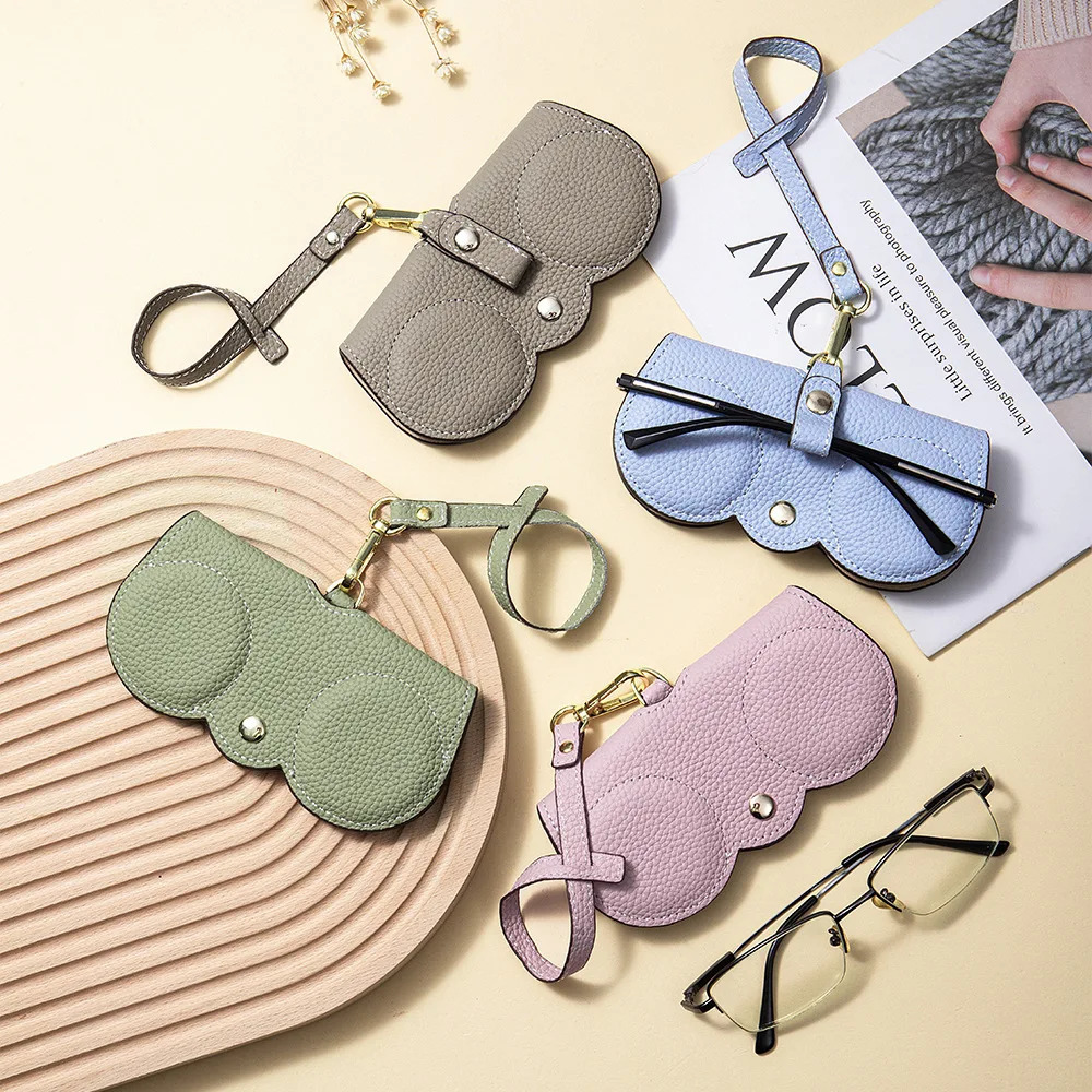 Portable Genuine Cowhide Padded Protection Sunglasses Case 2026 Artistic Accessory Cow Leather Eyewear Case Storage Pouch 260107