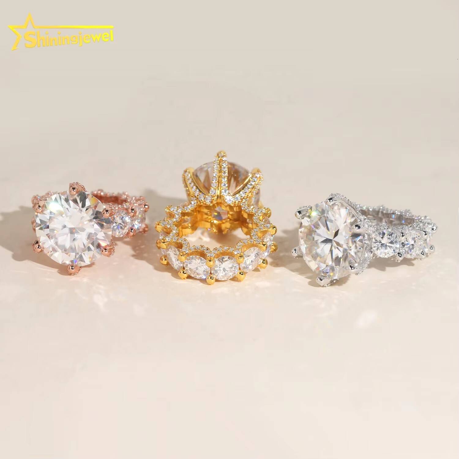 Top Quality 925 Sterling Silver Luxury 20ct VVS Diamond Women Engagement Moissanite Ring