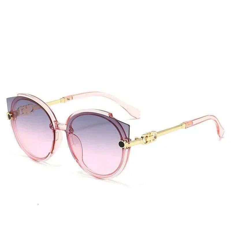 2024 New Luxury Vintage Cat Eye Round Sunglasses Women's Korean Version Metal Rimless Gradient Sun Glasses Shades UV400 Y260207
